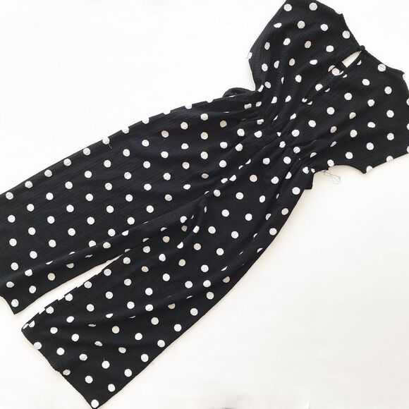 Zara NWT polka dot textured short sleeve  jumpsuit 6Y - Picture 5 of 5